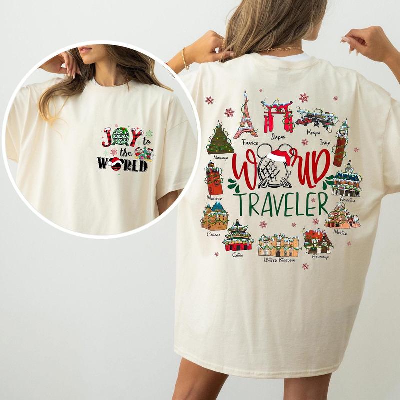 Cartoon M Epcot Center World Traveler Christmas Shirt, Drink And Snack Around The World Tee, M's Very Merry Christmas Family Trip Sweatshirt V6HUR