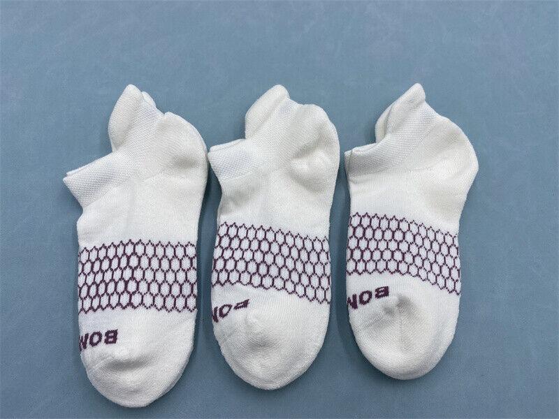 Bombas Women's 3 Pairs Solid White Ankle Sock Size S 4-7