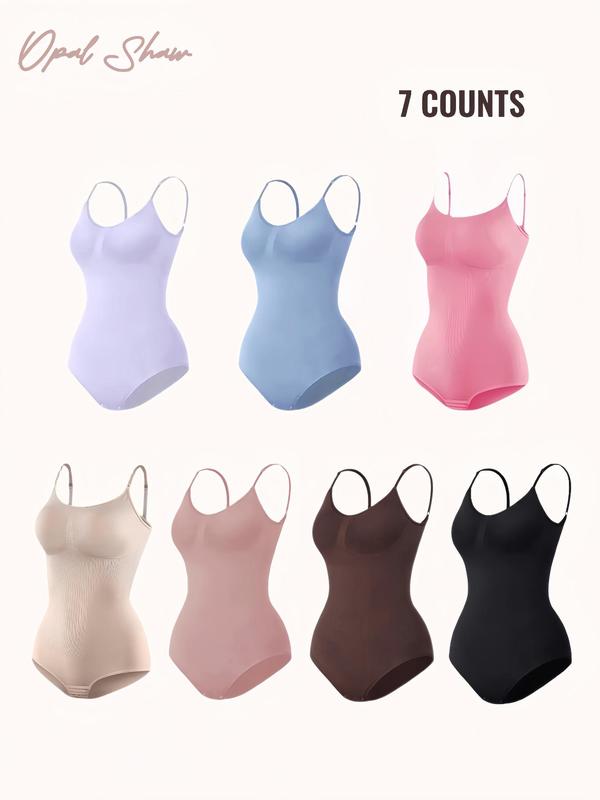 Women's Solid Adjustable Strap Hip Lift Tummy Control Shapewear Bodysuit, Fajas Shapewear, Seamless Comfort Minimalist Basic Backless Slimming One-piece Body Sculpting, Tummy Hiding Clothes, Womenswear, Utah Girl Fits