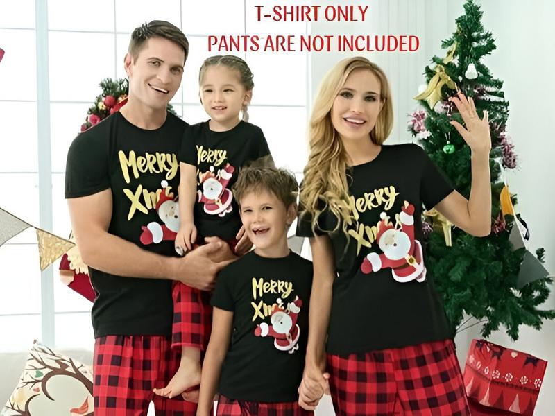 2024 Short Sleeve Christmas Family Matching Shirt, Father Mother & Children Mommy and Me Xmas Pj's Clothes ZA1 DR47P