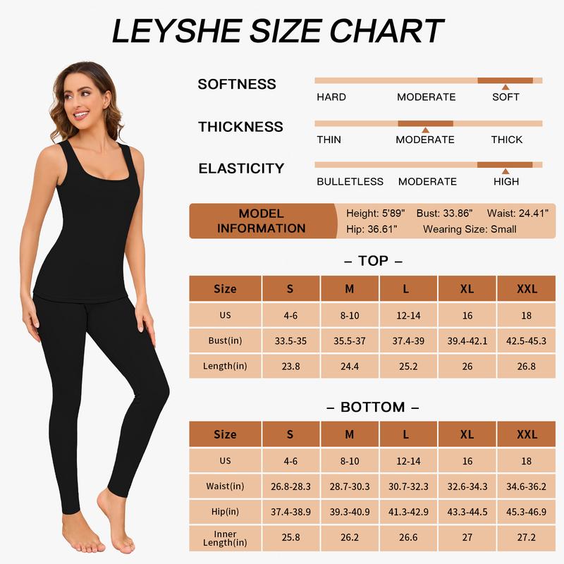 Thermal Underwear for Women Long Johns with Fleece Lined Base Layer Women Set Camisole Sleeveless Thermal Tank Top and Bottom for Cold Weather