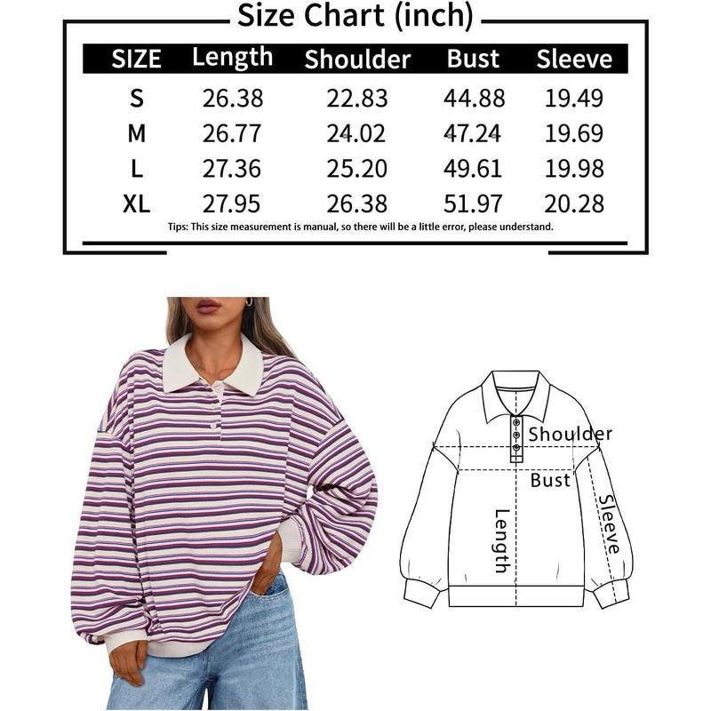 Women's Oversized Striped Polo Sweatshirt