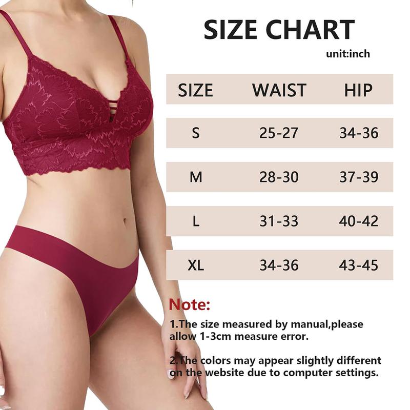 LEVAO 6 Pack 10 Pack Seamless Thong Underwear For Women No Show Breathable Soft Low Waist T-Back S-XL Briefs