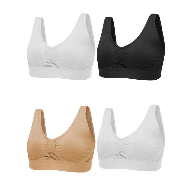 4-Pack Women's Seamless Wireless Cooling Unpadded Comfort Bra