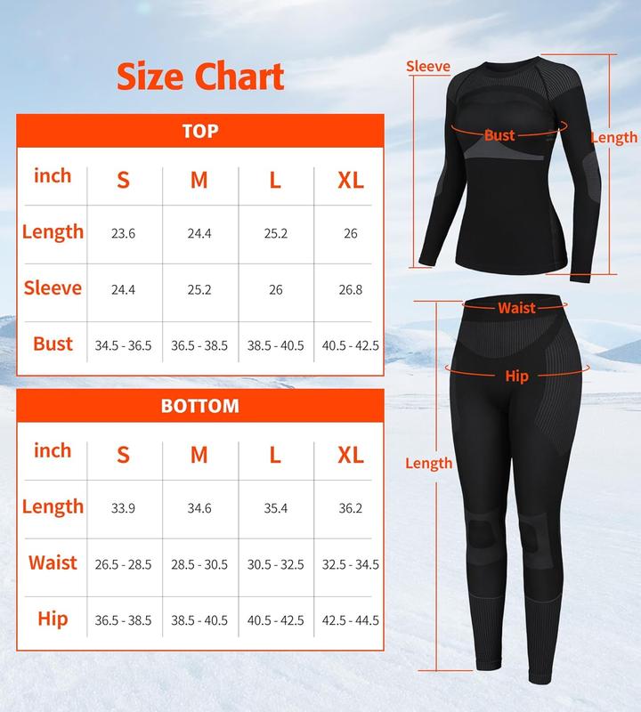 Thermal Underwear Set for Women Long Johns Seamless Warm Base Layer Top & Bottom for Cold Weather