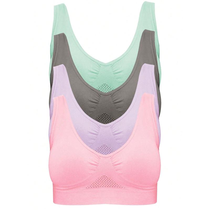 4-Pack Women's Seamless Wireless Cooling Unpadded Comfort Bra