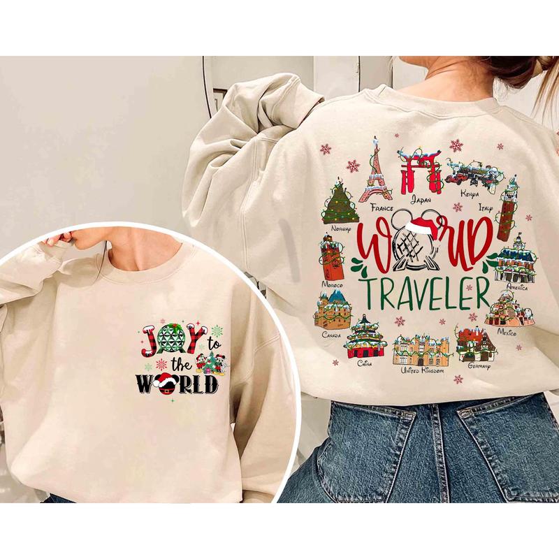 Cartoon M Epcot Center World Traveler Christmas Shirt, Drink And Snack Around The World Tee, M's Very Merry Christmas Family Trip Sweatshirt V6HUR