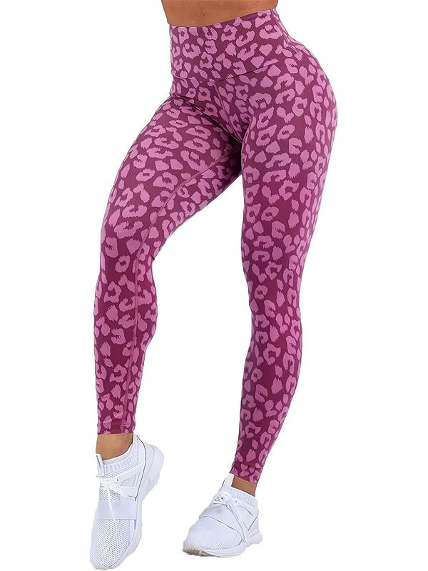 Women's Leopard Print Ruched High Waist Leggings, Casual Comfy Wide Waistband Skinny Pants for Daily Wear, Ladies Bottoms for All Seasons