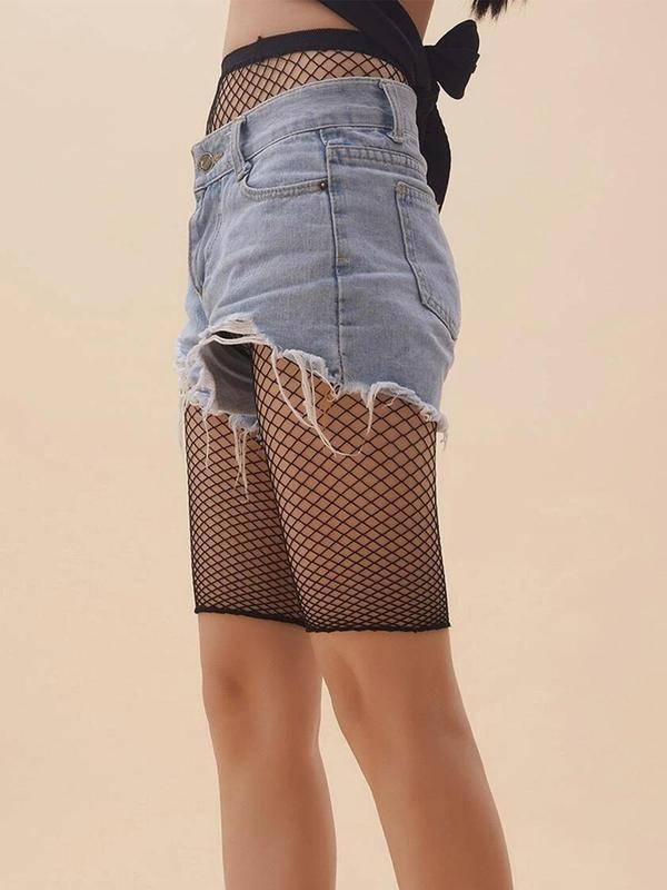 Women's Summer 2024 Hollow Out Fishnet Short Tights, Fashion High Waist Fishnet Shorts, Women's Underwear for Summer