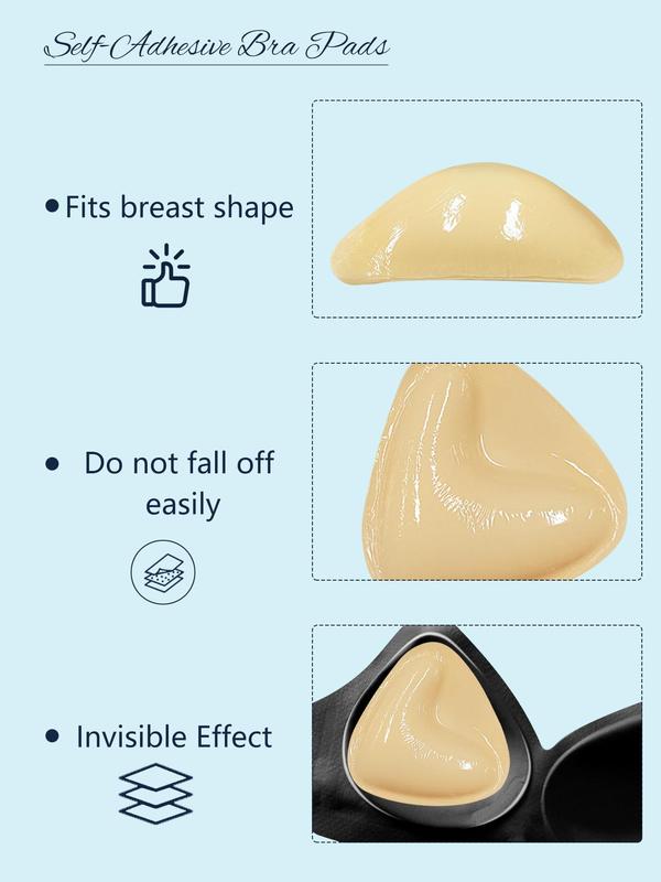 Silicone Triangle-shaped Chest Pad with Storage Bag, Reusable Thickening Push Up Breast Pad, Bra Inserts, Women's Lingerie Accessories for Daily Wear