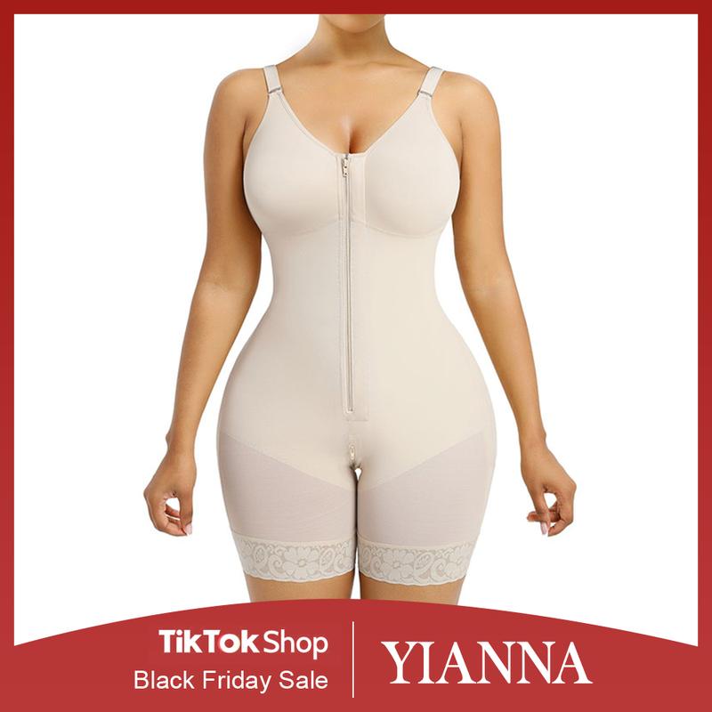 Women’s YIANNA Fajas Colombianas shapewear  Tummy Control Butt Lifter Shaper with Zipper Crotch detachable shoulder strap Womenswear Compression