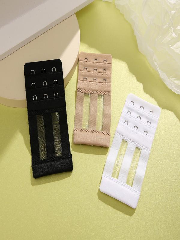 Women's 3pcs Solid Invisible Bra Hook Strap, Versatile Casual Bra Extender, Lingerie Accessories for Daily Wear