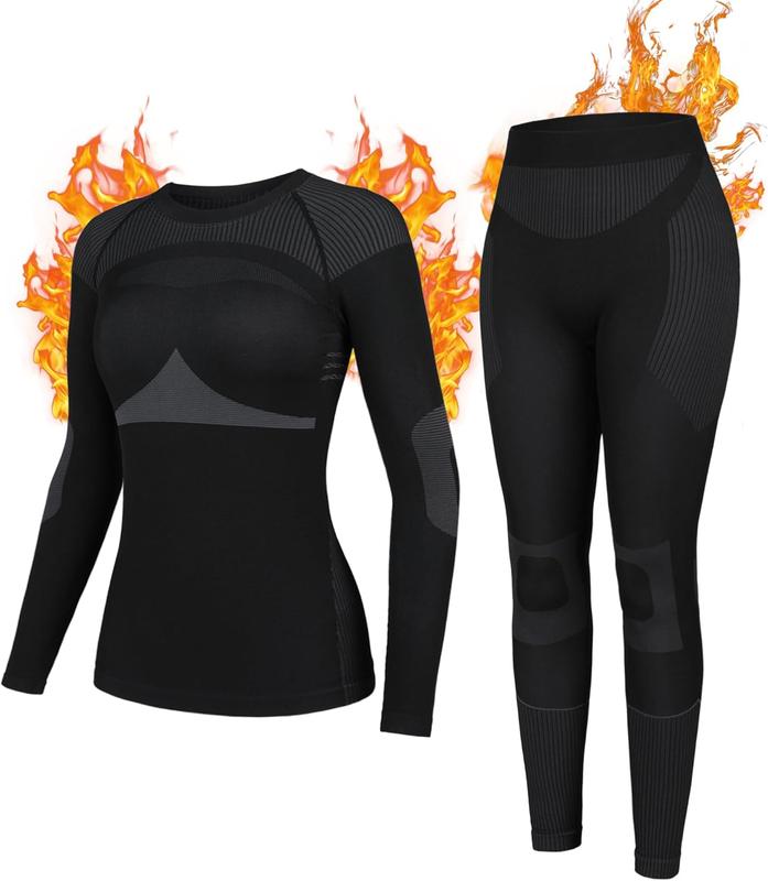 Thermal Underwear Set for Women Long Johns Seamless Warm Base Layer Top & Bottom for Cold Weather