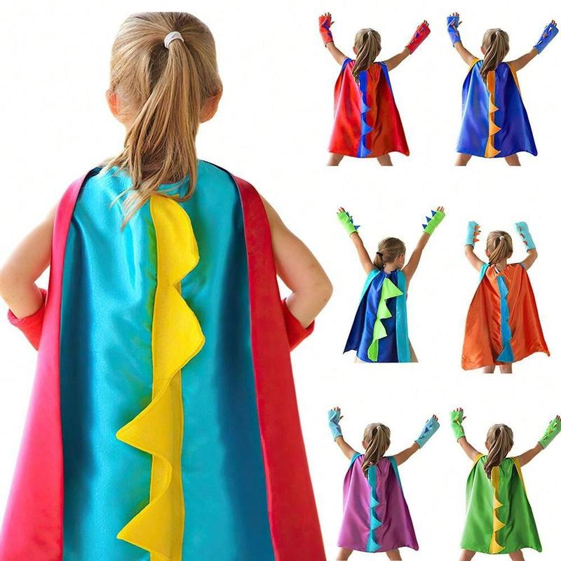 Dinosaur Cape, 1 Set Colorful Dinosaur Cape with Wrist Cuffs, Cosplay Costume for Party  Birthday Shows