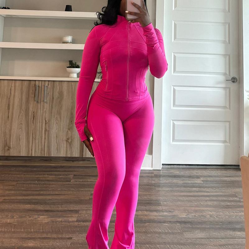 Women's Tight Long Sleeve Slightly Flared Two-piece Set