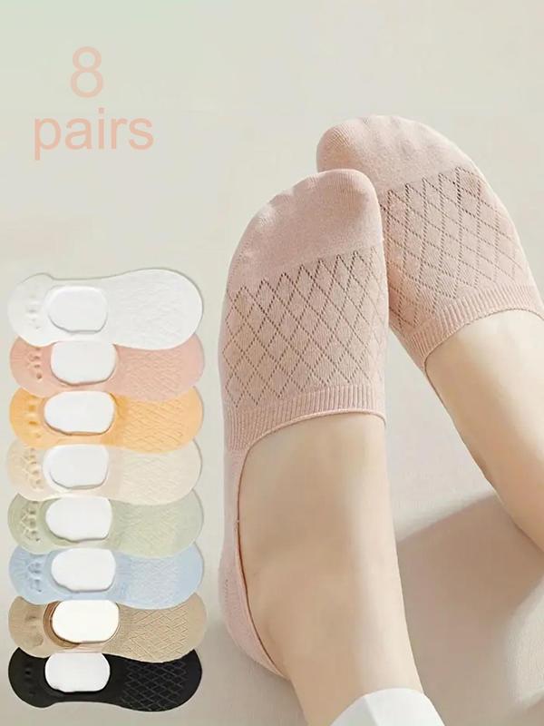 Women's Solid Invisible Socks, Breathable Comfortable Socks for Daily Wear, Multipack Socks for Summer